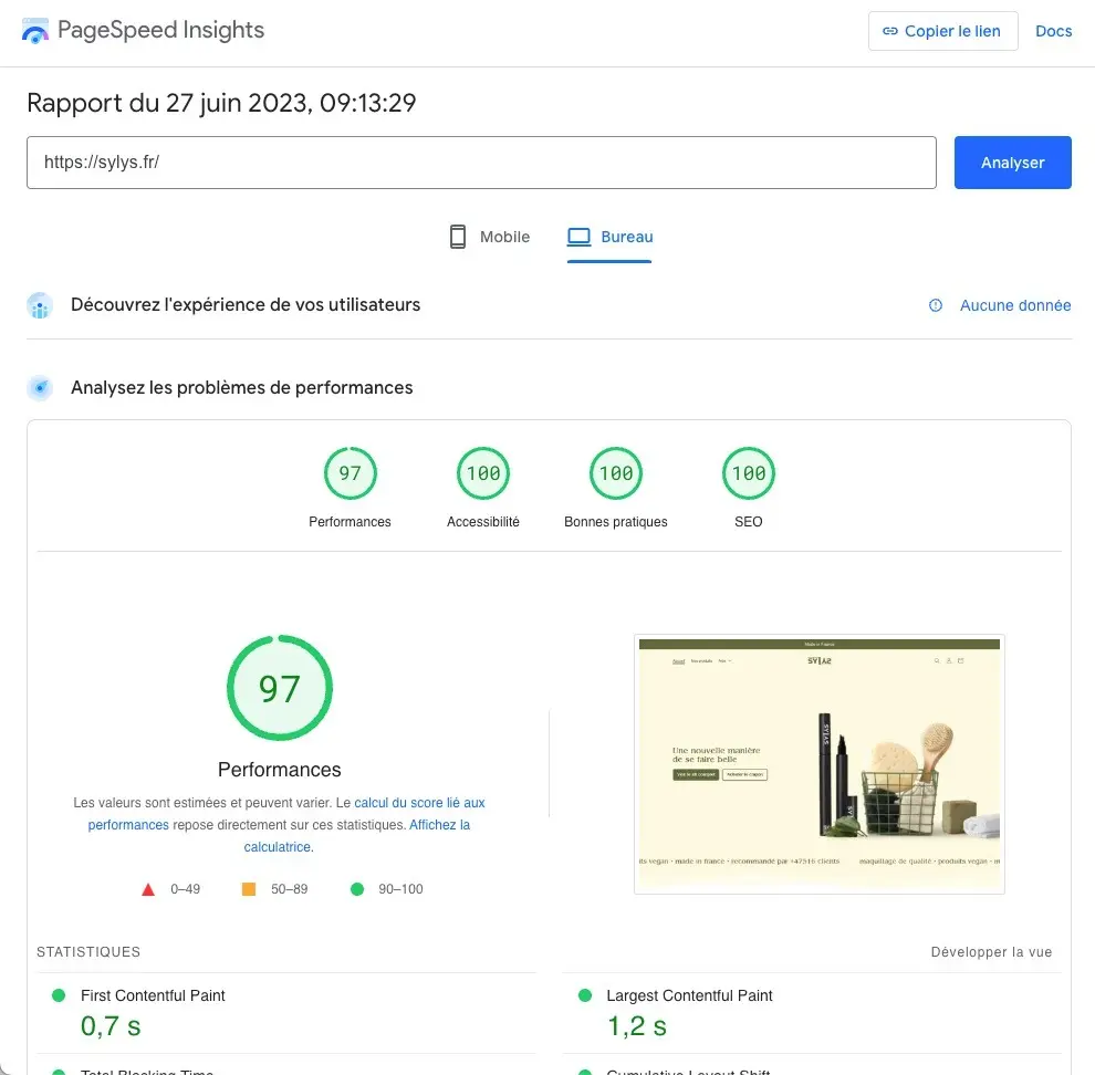 Score Page Speed