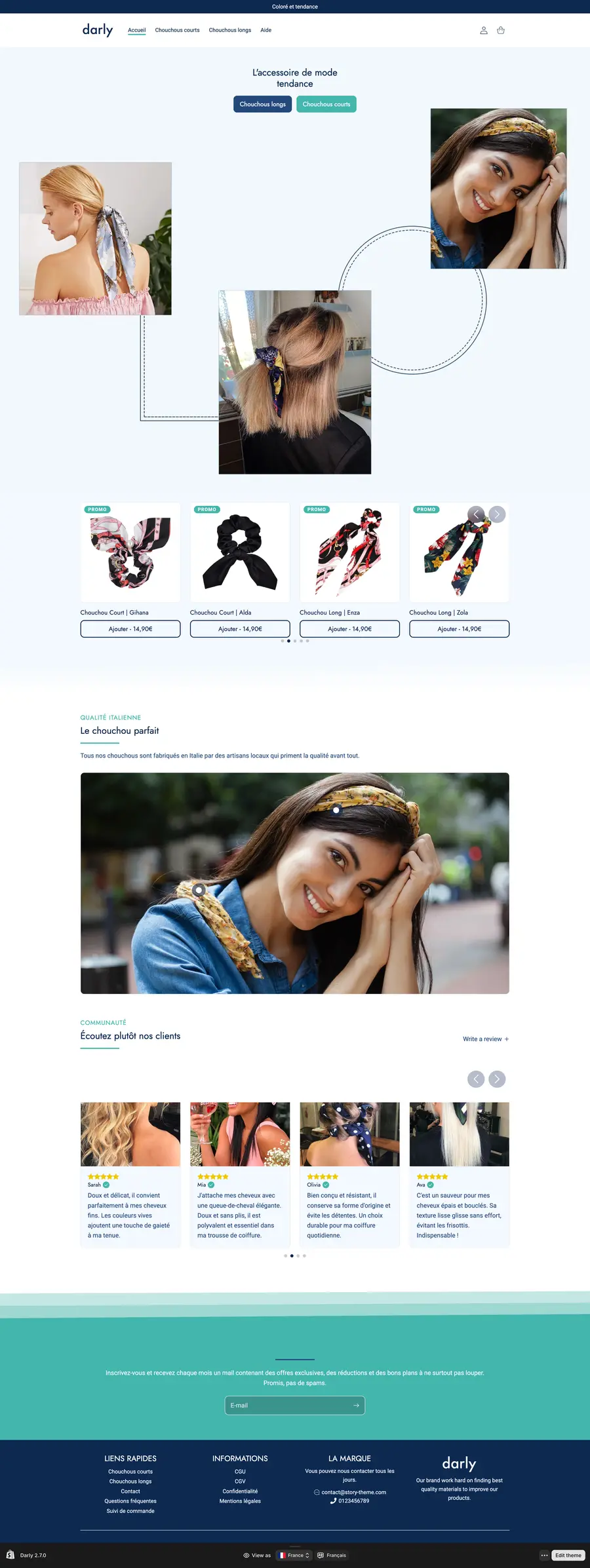 Page d'accueil de la boutique de démonstration Darly