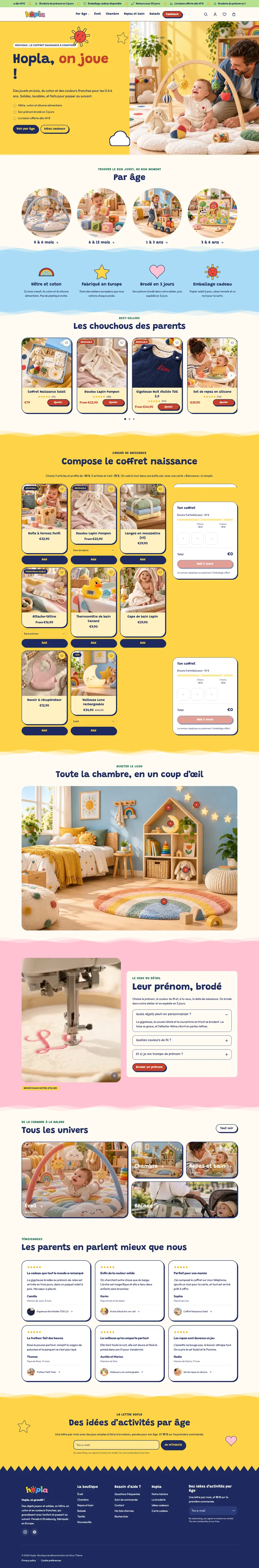 Page d'accueil de la boutique de démonstration Hopla