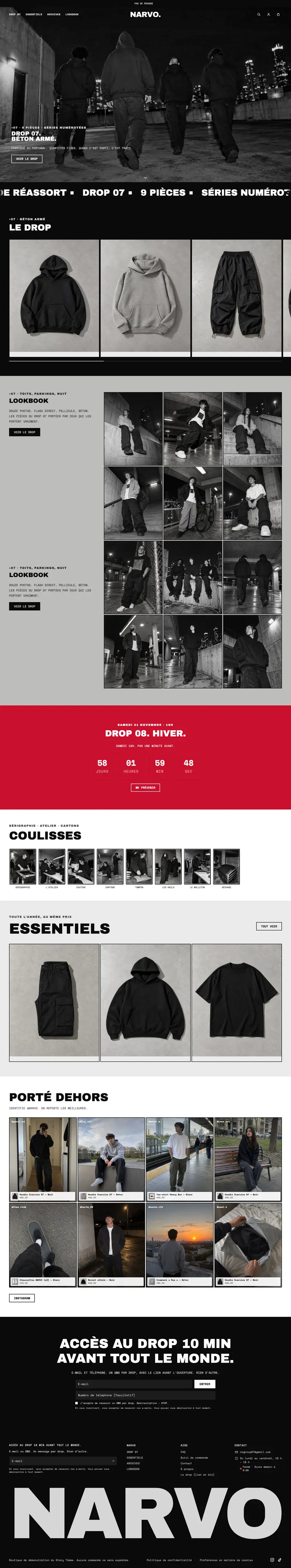 Page d'accueil de la boutique de démonstration Narvo