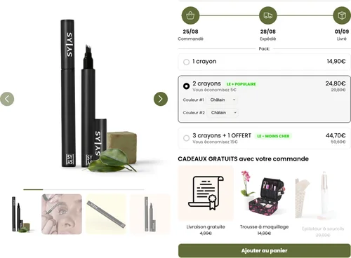 Product page: bundle picker, quantity discounts and free gifts